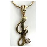 14kt Gold Necklace & ' J ' Diamond Pendant