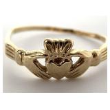 10K Gold Claddagh Ring, Size 5.5
