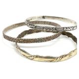3 Sterling Silver Bangle Bracelets