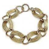 Signed Sterling & 14K Gold Overlay Link Bracelet