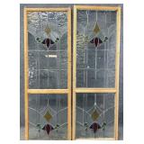 Pair Leaded Stained Glass Panels