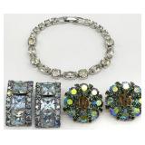 Weiss Rhinestone Earrings & Bracelet