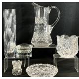 Crystal Pitcher, Vase, Trinket Box & More