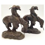 2 End of The Trail Cast Iron Bookends