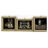 3pc Ammon of London Mixed Media Collage Art