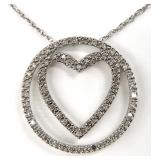 10K White Gold & Diamond Heart Necklace