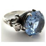 Signed Cini Sterling Silver Blue Topaz Ring, Sz 7