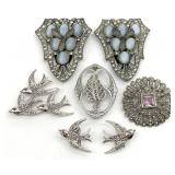 Art Deco Jewelry Dress Clips, Brooches, Earrings