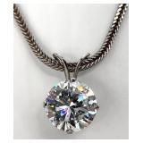 Italian Sterling Necklace & CZ Solitaire Pendant