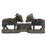Vintage Cast Iron Two Mule Candlesticks