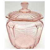 Vintage Pink Glass Biscuit Cookie Jar
