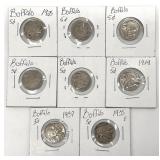 8 Buffalo Nickels