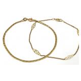 2pc Italian 14K Gold Bracelets