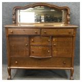 Antique Oak Mirror Back Buffet