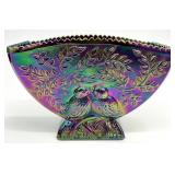 Fenton Amethyst Lovebird Art Glass Vase