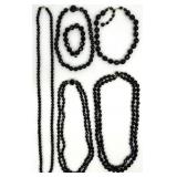 Vintage Faceted Black Glass Beaded Jewelry