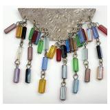 Artisan Signed Sterling & Glass Bead Brooch