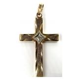 14K Gold Cross & Diamond Pendant
