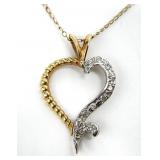 14K Yellow Gold / White Gold & Diamond Heart