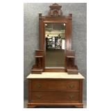 Eastlake Walnut Marble Top Chest