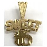 14K Gold Michael Anthony Signed Sweet 16 Pendant