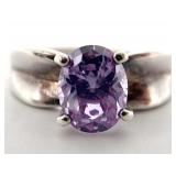 Sterling Silver Light Purple Stone Ring, Sz 8