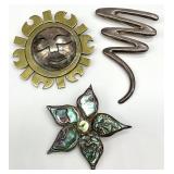 3 Sterling Silver Brooches