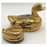 2pc Black & Gold Lacquer Duck Boxes