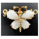 14K Gold & Opal Butterfly Pendant, As Is