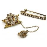 Vintage 10K Gold Fraternity Pin & Bar Brooch