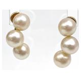 14K Gold & Pearl Screw Back Earrings
