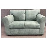New Two Cushion Green Loveseat