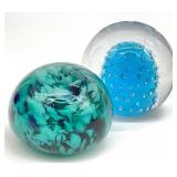 2 Art Glass Paperweights