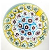 Murano Cane Flowers Art Glass Paperweight