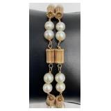 14K Gold Pearl Double Strand Bracelet