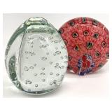 2 Vintage Art Glass Paperweight