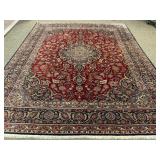 10.6 x 13.6 Hand Woven Kashan Persian Rug