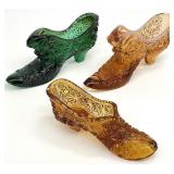 3 Vintage Fenton Art Glass Slippers