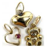 3pc 14K Gold Miniature Pendants