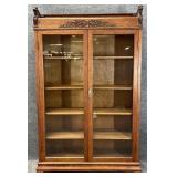 Antique Oak Glass Door Bookcase