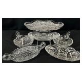 6pc American Brilliant & Vintage Glass Dishes