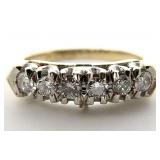 14K Gold & Diamond Ring Band, Sz 6.5