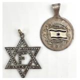 2 Vintage Israel & Star of David Sterling Pendants