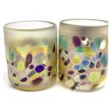 2 Rick Hunter Signed Art Glass Glasses