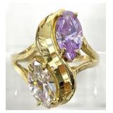 10k Yellow Gold Two Stone Ring