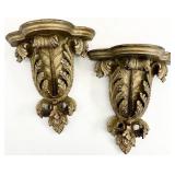 2 Victorian Carved Giltwood Wall Bracket Shelves