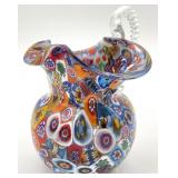 Murano Millefiori Art Glass Pitcher