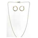 14kt Gold Hoop Earrings & Necklace