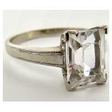 10K Gold Clear Stone Ring, Sz 8