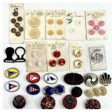 Vintage Buttons, Bakelite Belt Buckle & More